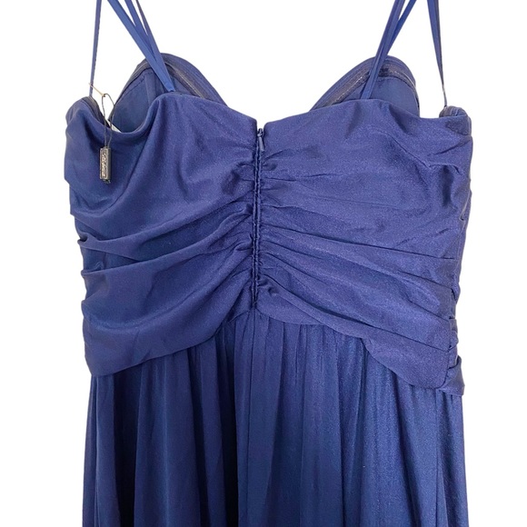 La Femme Navy Blue Ruched Bodice Surplice Formal Gown Bridesmaid Dress Size 10 - Picture 5 of 9